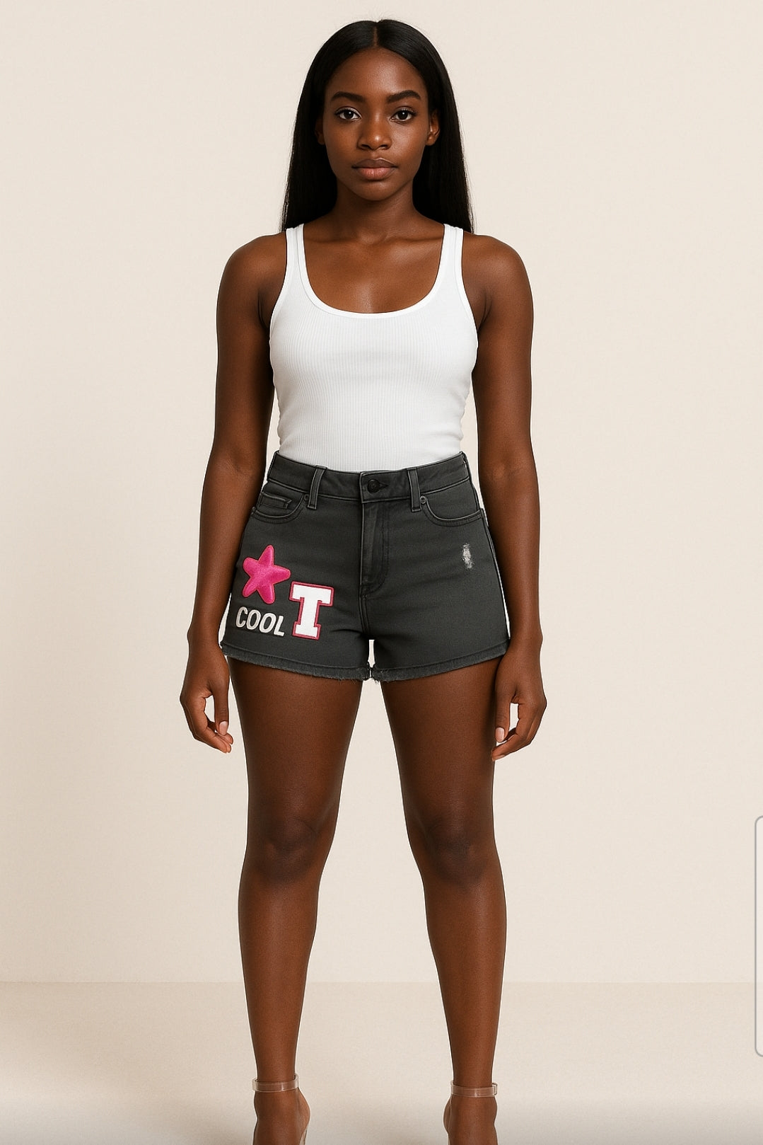 Lightweight Embroidered Denim Shorts
