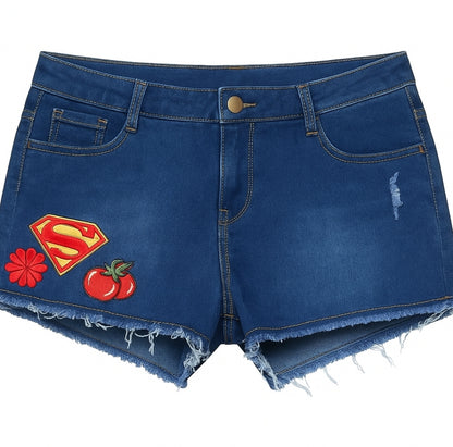 Lightweight Embroidered Denim Shorts