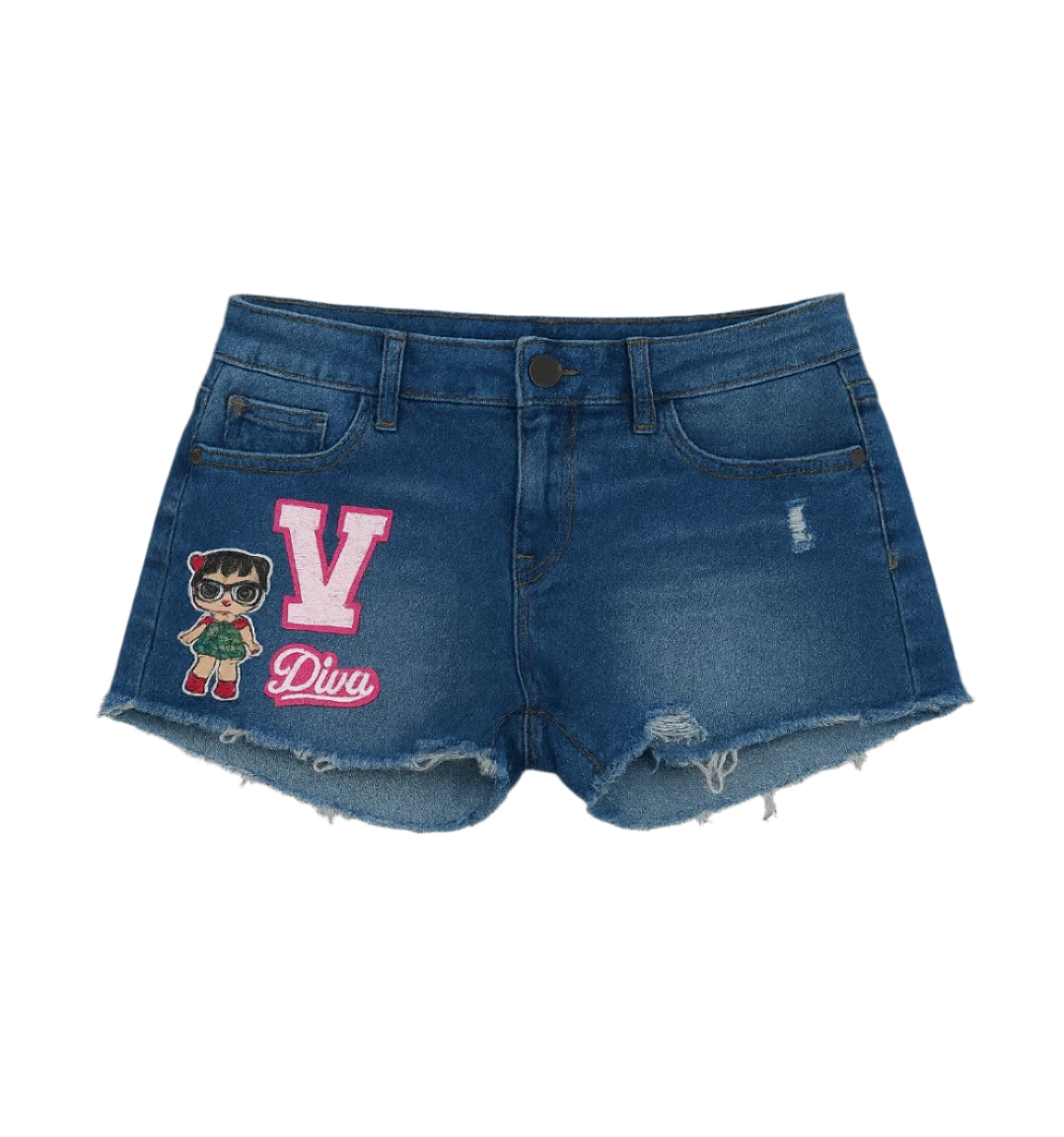 Lightweight Embroidered Denim Shorts