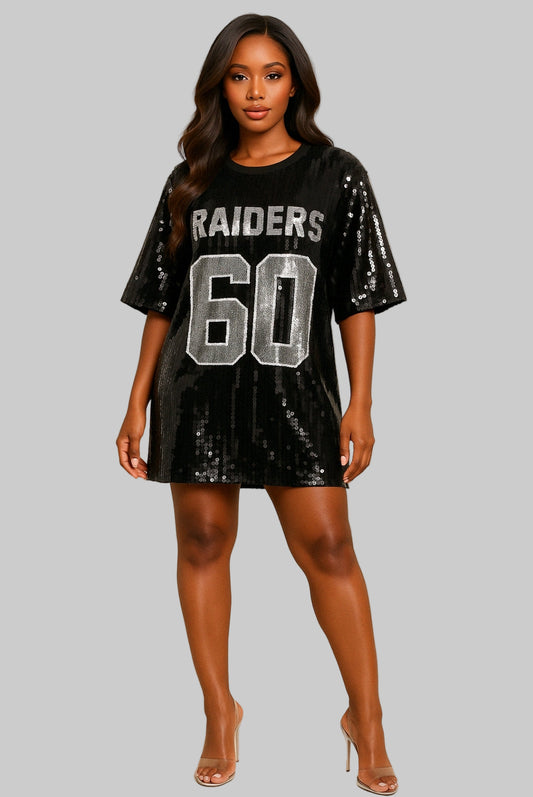 Black & Silver Sequin Game Day Shirt Dress