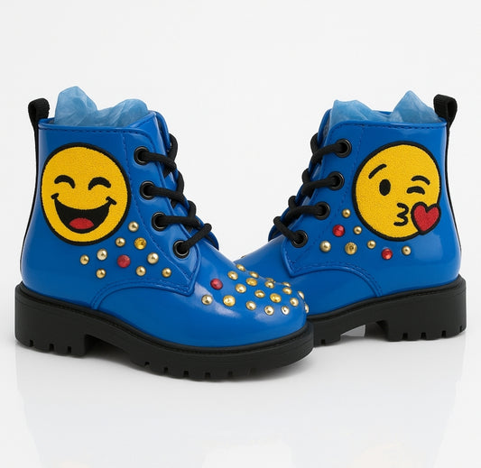 Smiley Vibes Toddler Boots – Handcrafted Emoji Fun"