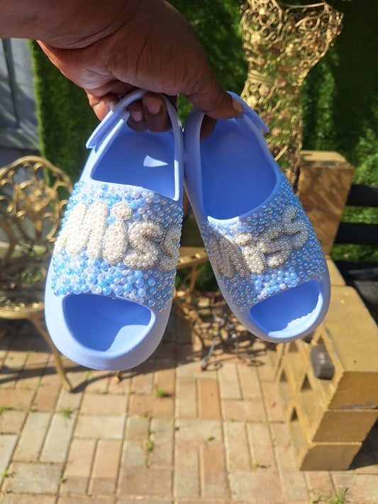 Kids "Miss" Pearl Embellished Slide Sandals