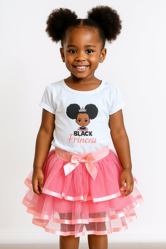 Little Black Princess Toddler Tutu Skirt Set – 2 Piece Girls Boutique Outfit