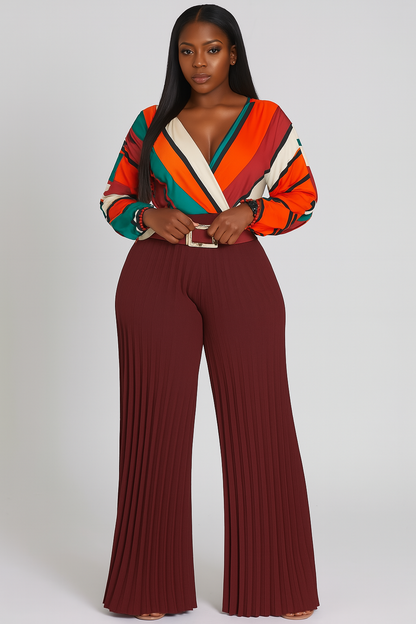 Pleated Power High-Waist Palazzo Pants
