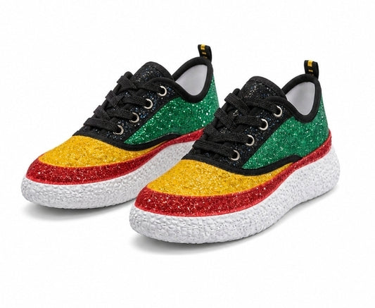 Luxe Glitter Platform Sneakers – Bold Color Statement Comfort Shoes