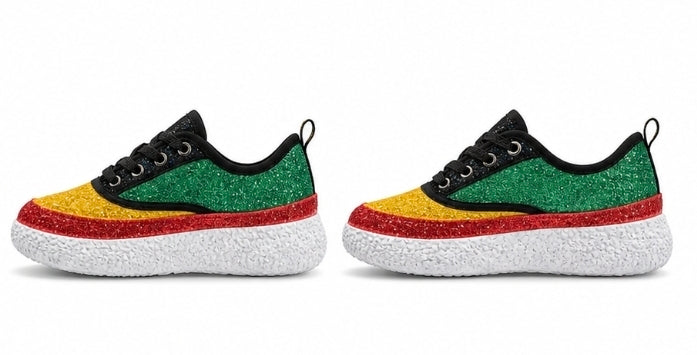 Luxe Glitter Platform Sneakers – Bold Color Statement Comfort Shoes