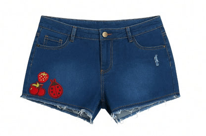 Lightweight Embroidered Denim Shorts