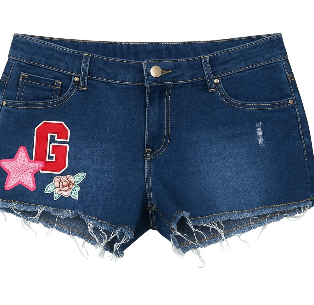 Lightweight Embroidered Denim Shorts