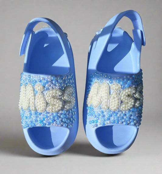 Kids "Miss" Pearl Embellished Slide Sandals