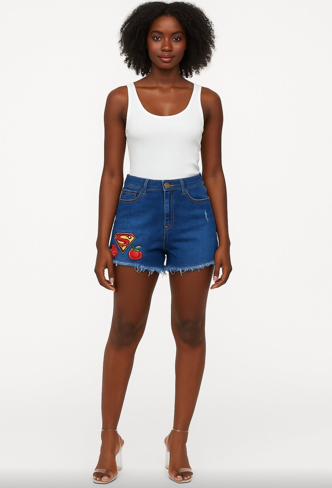 Lightweight Embroidered Denim Shorts