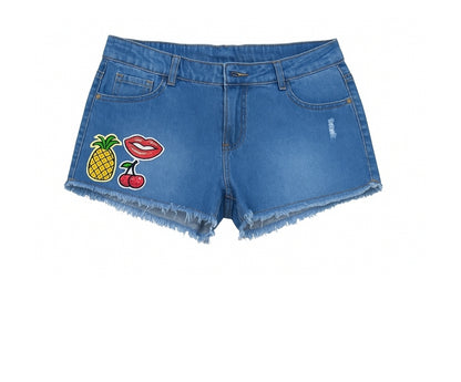 Lightweight Embroidered Denim Shorts