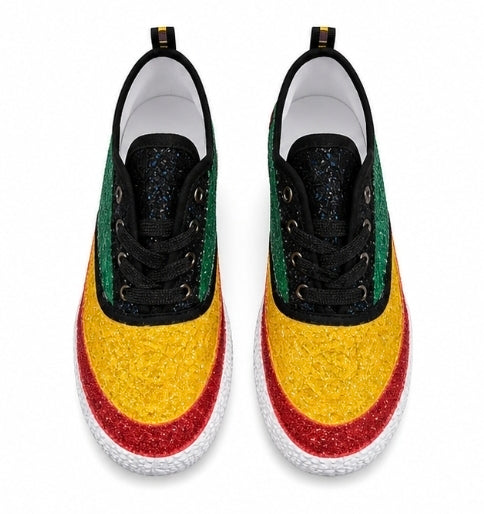 Luxe Glitter Platform Sneakers – Bold Color Statement Comfort Shoes