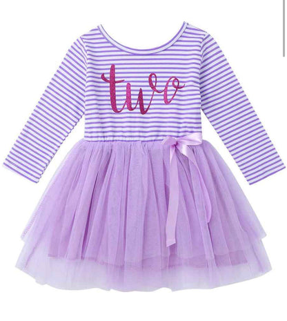 Lavender “One & Three” Birthday Tutu Dress for Toddler Girls | 1st or 3nd Birthday Outfit