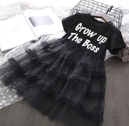 Grow Up The Boss" Ruffle Tulle Top