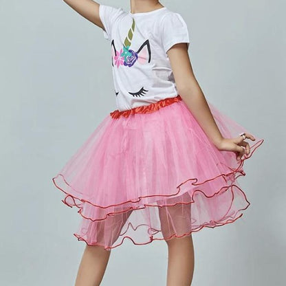 Girls Pink or Black Tutu Skirt-  Puffy Layered Tulle Twirl