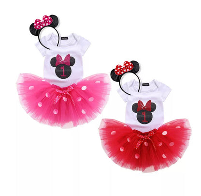 Red Minnie-Inspired First Birthday Tutu Outfit for Baby Girls