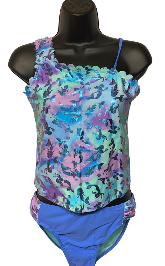 Mermaid Dreams Two-Piece Swimsuit Set – Shimmering Pastel Print