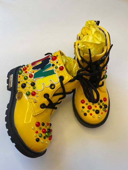 Yellow “LOVE Culture” Afro Princess Boots – Toddler Size 8
