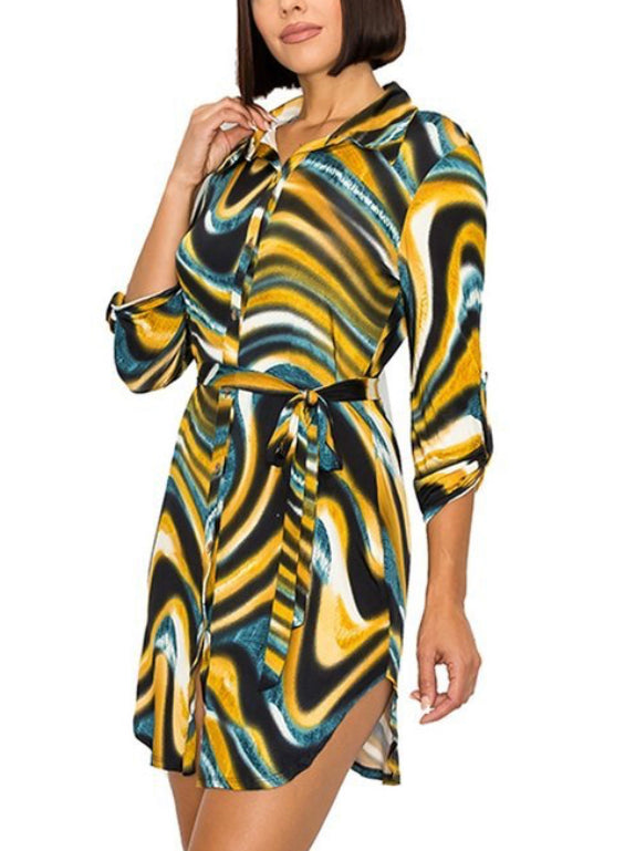 Golden Mirage Shirt Dress