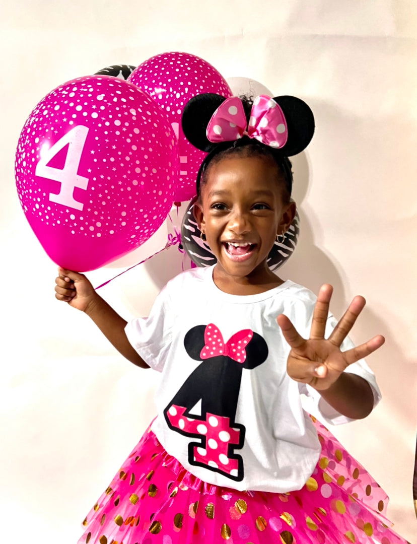Pink & Gold Birthday 5 Tutu Set for Girls | Polka Dot Party Outfit