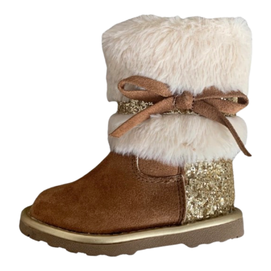 Cozy Chic Faux Fur Glitter Boots for Toddlers | Size 10