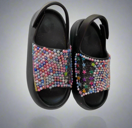 Handcrafted Starry Night Rhinestone Slingback Slides