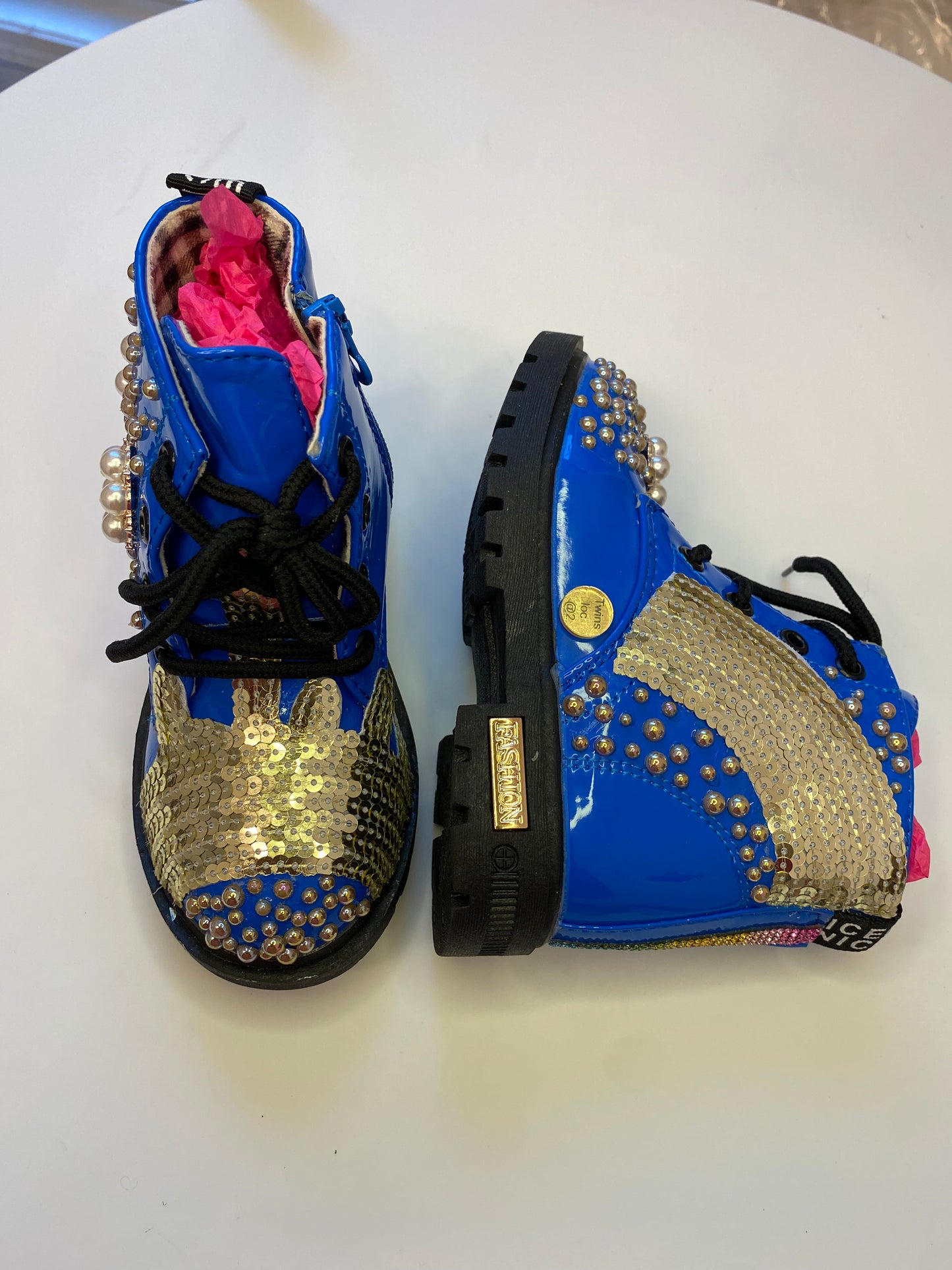 Golden Glam Toddler Boots – Handcrafted Shine Collection"