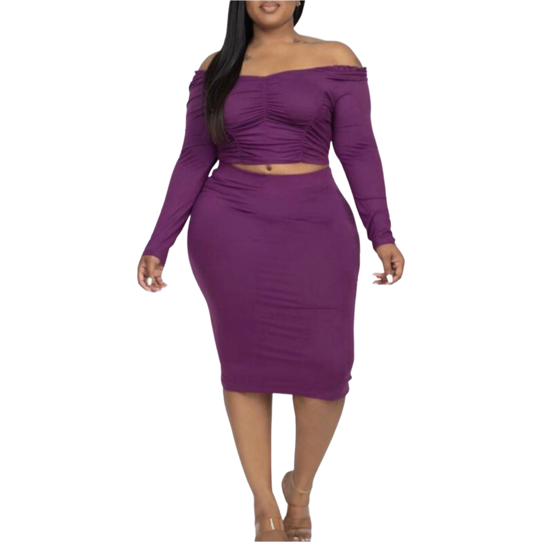 Royal Radiance Off-Shoulder Two-Piece Set