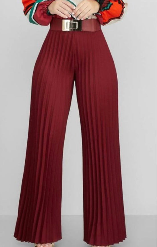 Pleated Power High-Waist Palazzo Pants