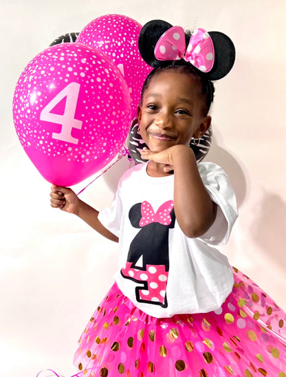 Pink & Gold Birthday 5 Tutu Set for Girls | Polka Dot Party Outfit