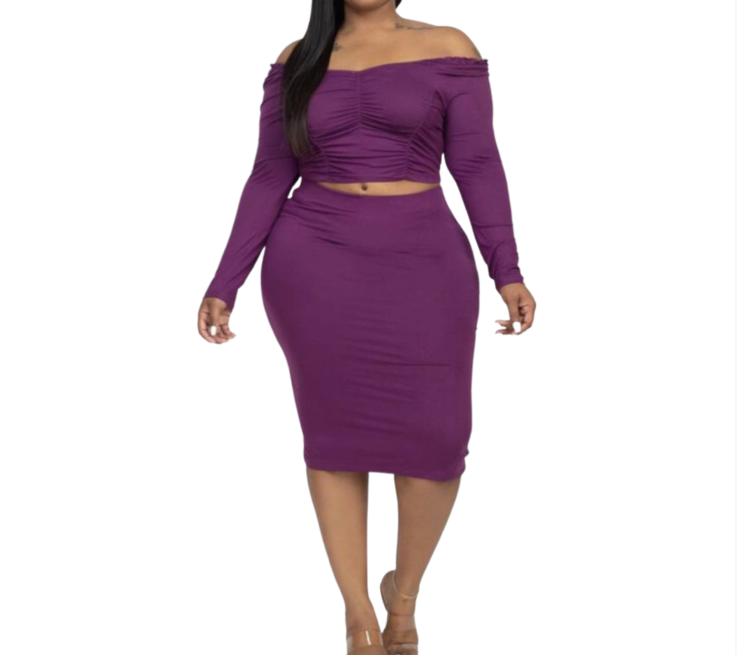 Royal Radiance Off-Shoulder Two-Piece Set
