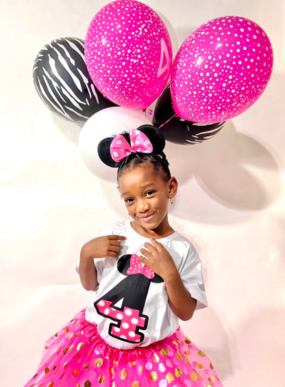 Pink & Gold Birthday 5 Tutu Set for Girls | Polka Dot Party Outfit